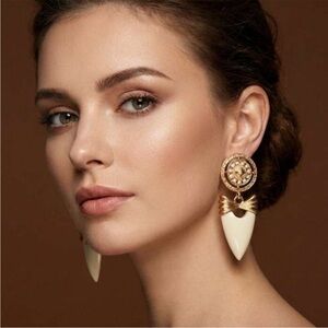 Givenchy Gold and Cream Drop Earrings